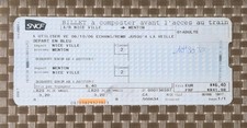 SNCF Used French Rail Ticket - Nice / Menton October 2006 VGC