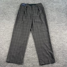 NWT Polo Golf Ralph Lauren Pants Men 34x30 Gray Polyester Windowpane Pleated