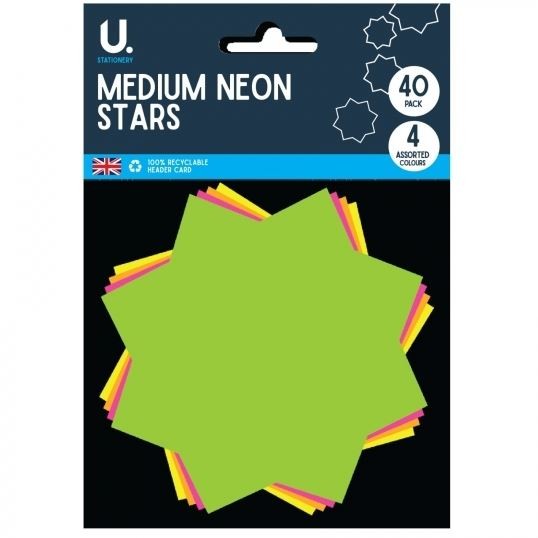 Martello U.Stationery Medium Neon Stars 40pk