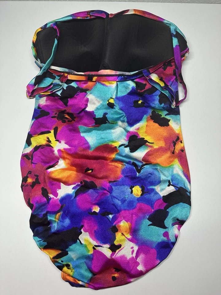 Traje de baño Longitude Modesto adelgazante copa suave floral rosa púrpura talla 14 Foto 4 de 4