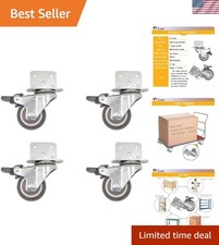 Narrow Space 4-Pack Swivel Casters w/Brake, 52Kg Load Capacity, Smooth Mobility