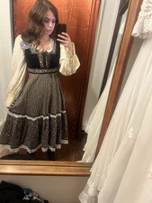 Rare Print Gunne Sax Dress Size Small Vintage 70s Prairie