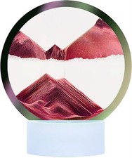 Desk Lamp Moving Sand Art Liquid Motion 3D Deep Sea Sandscape (Red)
