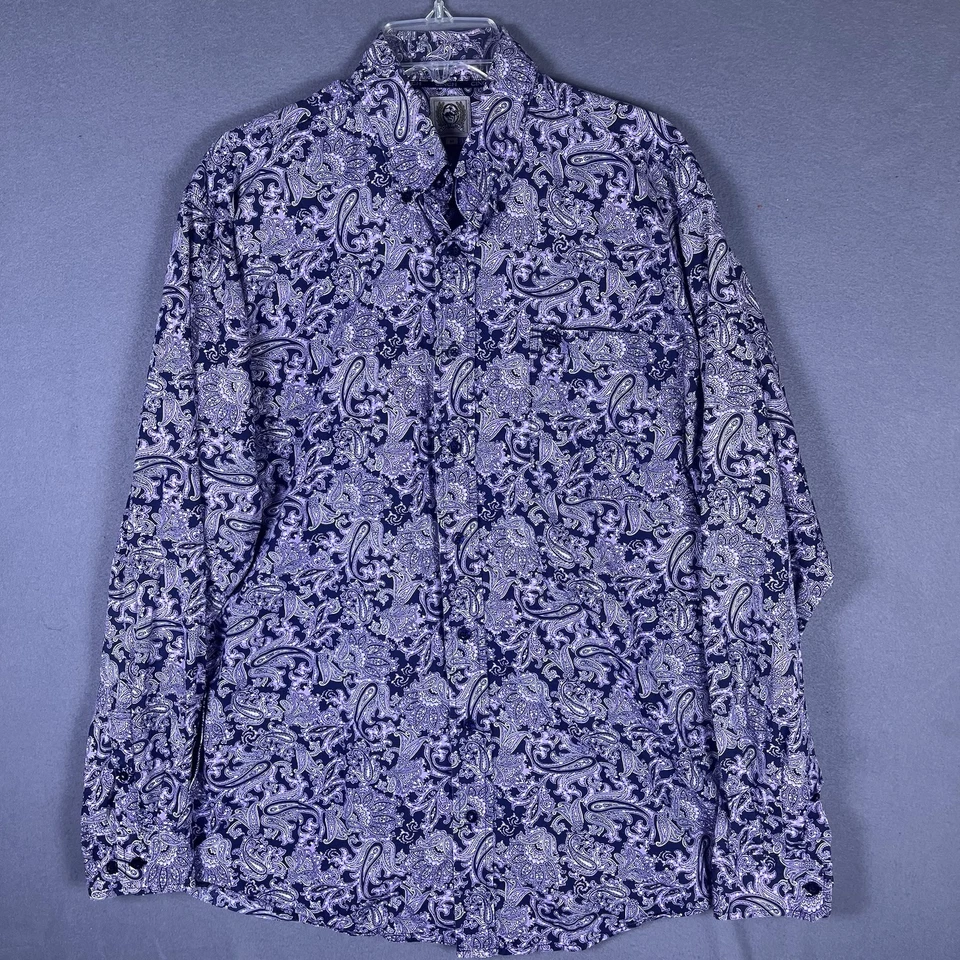 Camisa para hombre Cinch manga larga púrpura estampado cachemir mediana con botones Foto 2 de 4