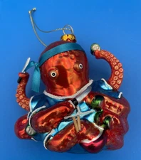 Blown Glass Sushi Chef OCTOPUS Christmas Ornament Fish Summer Winter Decor