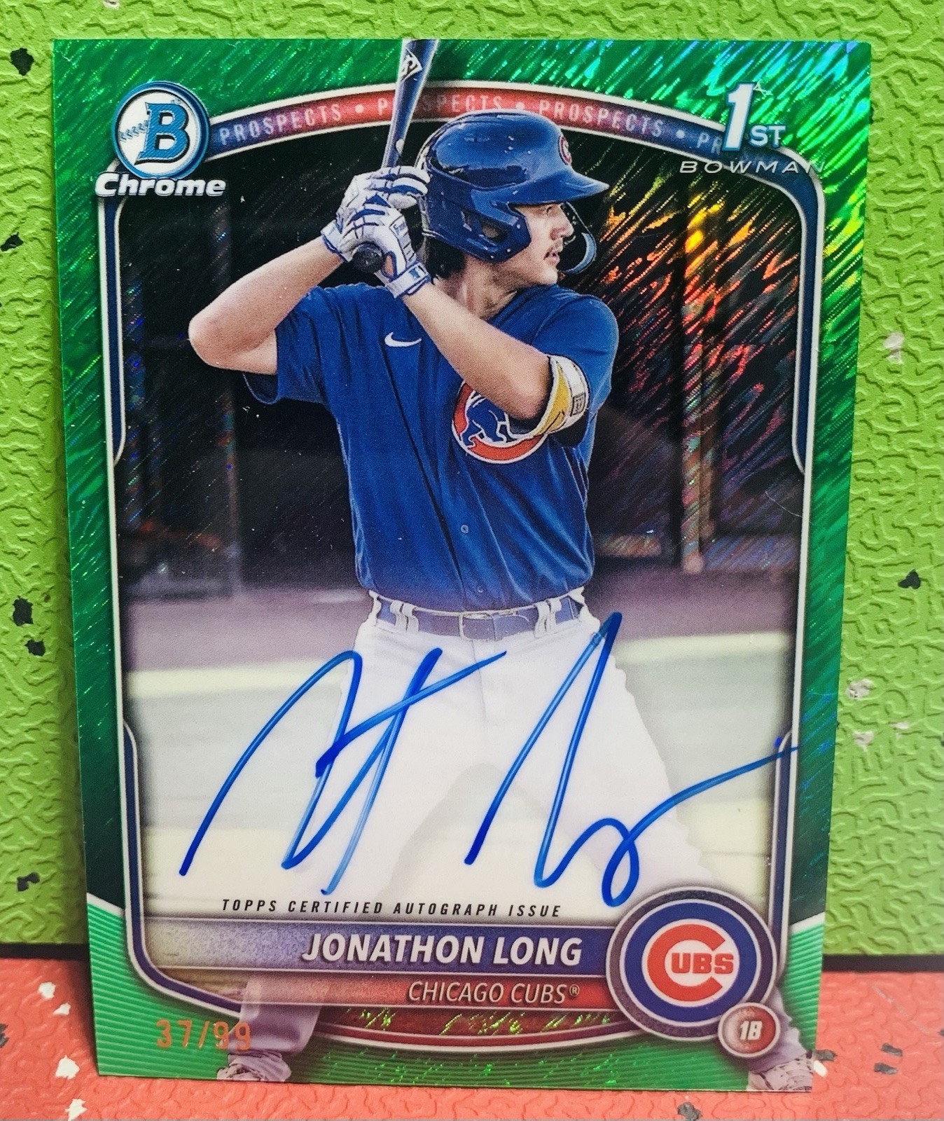 2025 Bowman Chrome Prospect Auto Jonathon Long #CPA-JLG Green Shimmer /99 Cubs