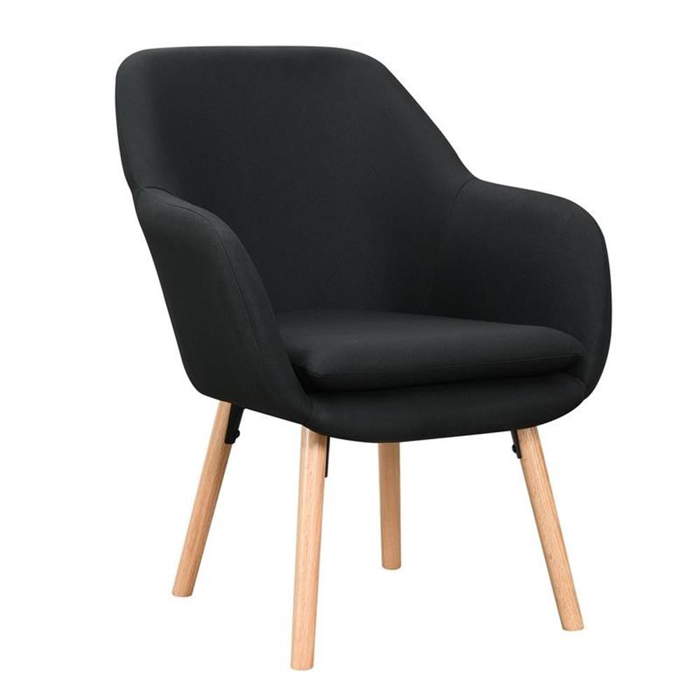 In Black Linen Fabric With Wood Legs