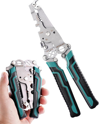 18 in 1 Foldable Ｗire Stripper, Folding Wire Stripping Crimper Tool, Multifuncti
