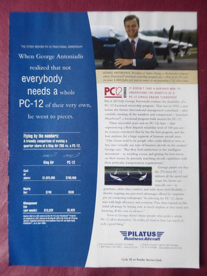1/2000 PUB AVION PILATUS PC-12 SWISS AIRCRAFT GEORGE ANTONIADIS ALPHA FLYING AD