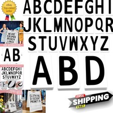 Complete Set of 78 Plastic Sign Letters A-Z - Black on White for Easy Updating