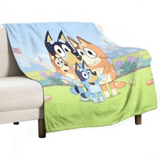Bluey's Family Characters Soft Warm Single-Side Printing Flannel Fleece Blanket