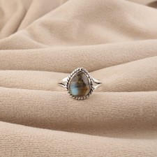 Natural Labradorite Gemstone 925 Sterling Silver Unique Oxidized Ring For Women