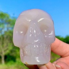 260G Natural Agate crystal cave hand-carved skull crystal specimen treatment