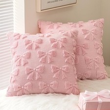 NWT 100 Authentic MIULEE Pink Bow Pillow Covers Coquette Aesthetic 18x18