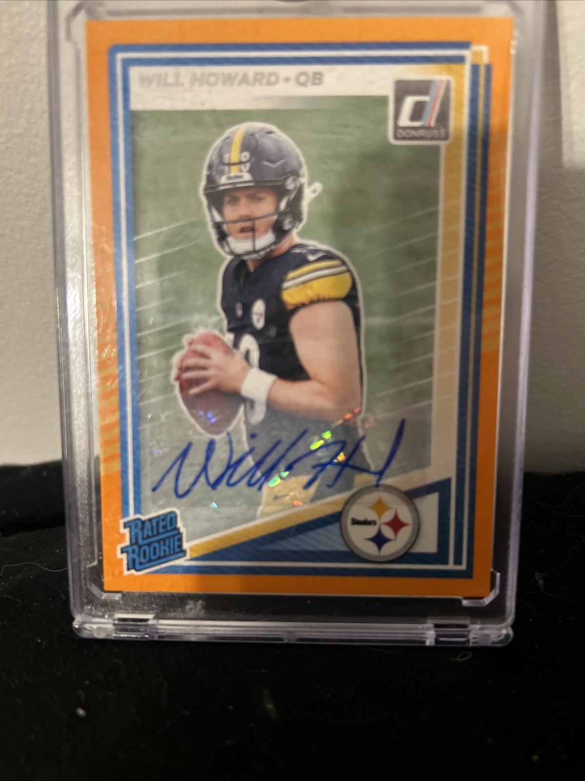 Will Howard 2025 Donruss #309 Rated Rookie Auto Orange (RC) Pittsburgh Steelers