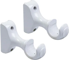 T Tulead 2PCS Curtain Rod Bracket White Drapery Single 