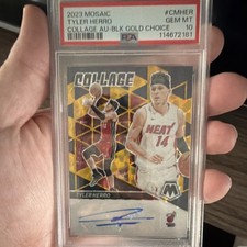 Panini 2023 Mosaic Tyler Herro Auto Choice Black Gold Prizm /8 PSA 10-POP 1