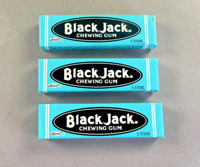 Adams Black Jack Chewing Gum. 2002. Lot of 3  packs of 5 sticks. Collectible
