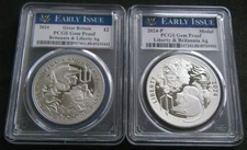 2024 BRITANNIA  1oz £2 TWO POUND SILVER PROOF AND LIBERTY SILVER MEDAL SET PCGS