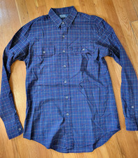 Polo Ralph Lauren Navy Check Dress shirt Two Pocket Medium