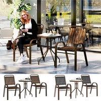 3 Pieces Patio Bistro Set, Garden Furniture Set with Stackable Chairs