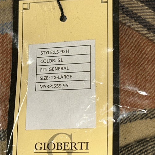 Gioberti Men's Flannel Button Down Hoodie Color: Khaki Umber Size XXL NEW! - Picture 4 of 4