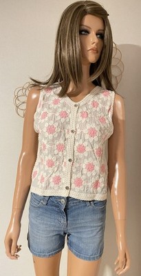 Top ecru Häkel mit Stickereien EXQUISS'S 36 Neu