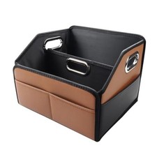 Car Organizer - 2025 Upgraded Leather Car Storage Organizer Brown and Black