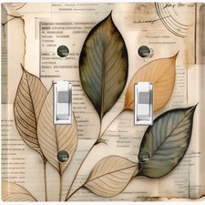 Metal Light Switch Outlet Cover Decorative Wall Plate Leaves Botanical FOS164