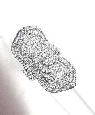 C&S Paris RIESENRING   18K GOLD PLATTIERT  Swarovski El.Kristall  58/18,4mmØ