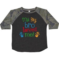 Inktastic My Big Bro Loves Me Little Brother Sister Toddler T-Shirt Kids Childs