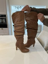Stivali sopra il ginocchio J.LEWIS E/O pelle marrone zaffiro increspati taglia 4 orig' £189