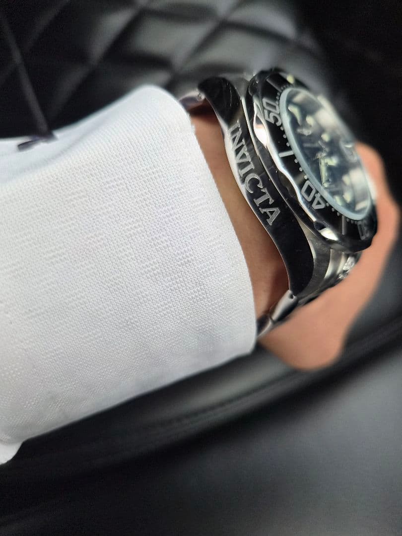 Invicta Automatic Diver Watch Black Dial Stainless Steel Used image 3