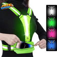 LED Reflective Light up Safety Running Vest for Biking Walking at Night, High V