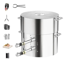 Propane Melting Furnace Kit 16KG/35lbs Dual Burner with Crucibles Tongs