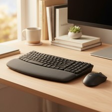 Wave Keys MK670 Ergonomic Wireless Keyboard Signature M550 L Mouse - Graphite