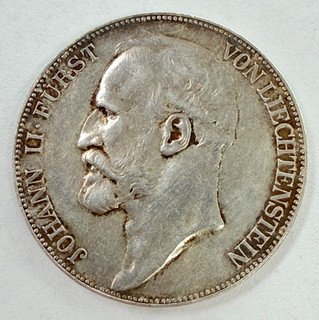 1900 Liechtenstein 5 Kronen .900 Fine Silver Coin 5 000 Mintage Rare