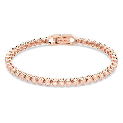 Swarovski Emily bracelet Round cut, Pink, Rose gold-tone plated
