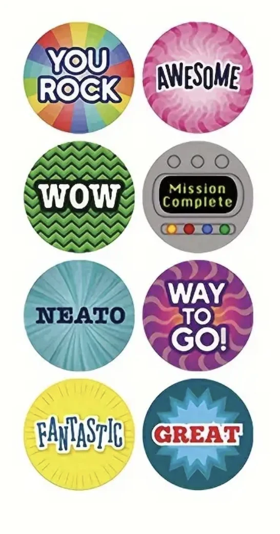 Positive Reward Merit Stickers 2.5cm 50/100pc Teacher Classroom Award Kids Party