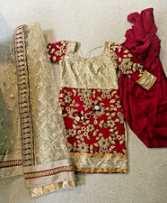Maroon and Gold Indian Salwar Kameez, 3 Piece Set