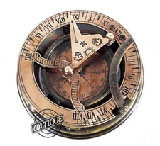 Vintage Sun-Clock With Magnetic Needle Compasses Navigation World War Reproducti
