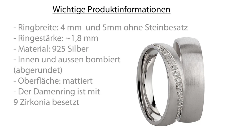 Ring Freundschaftsringe Partnerringe Verlobungsringe Sterlingsilber 925 + Gravur - Bild 2 von 4