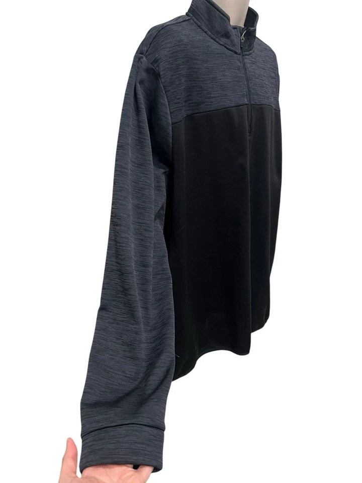 Chaqueta Pullover Ligera Tek Gear Para Hombres 3XLT 1/4 Cremallera Negra Brezo Foto 3 de 4