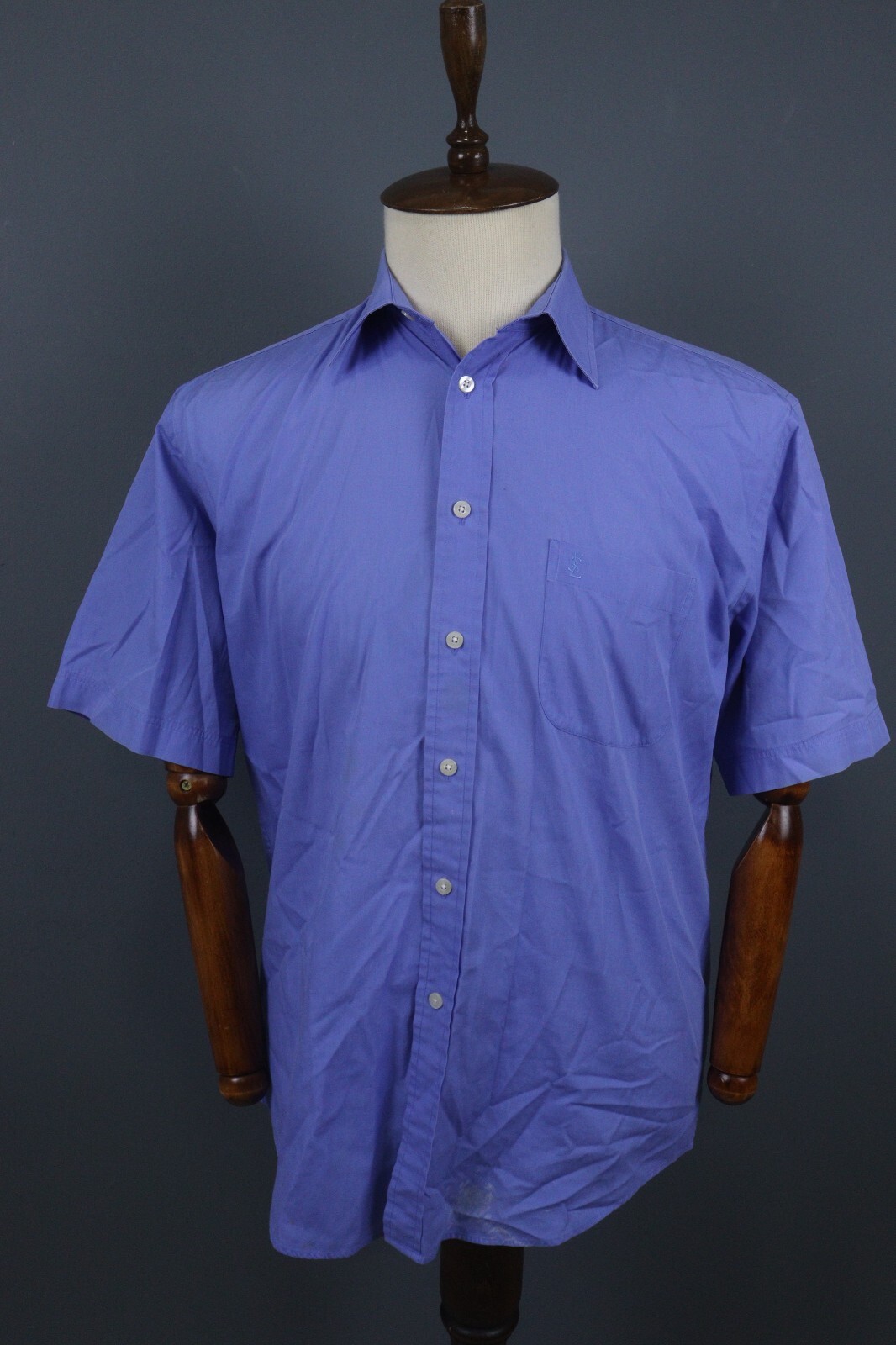 Camicia Yves Saint Laurent Pour Bomme blu manica corta con bottoni taglia 39