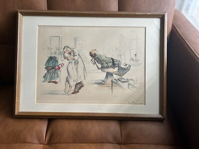 SIGNED Gaston Hoffmann Colored Aquatint Lithograph | Abus de Confiance | Framed