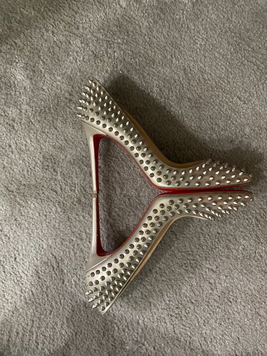 Christian Louboutin Spike Follies Pigalle gold pointy toe high