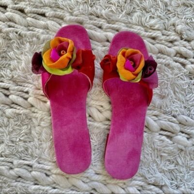 NWT Handmade Jewel-Tone Floral Flats - Sz 7.5/ 8