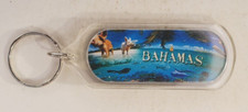 Vintage Bahamas Acrylic Keychain Keyring Beach Shells Sand Water