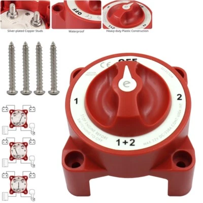 MARKENLOS Doppelbatterie Wahlschalter 4 Positionen Batterieschalter für Boot LKW Yacht