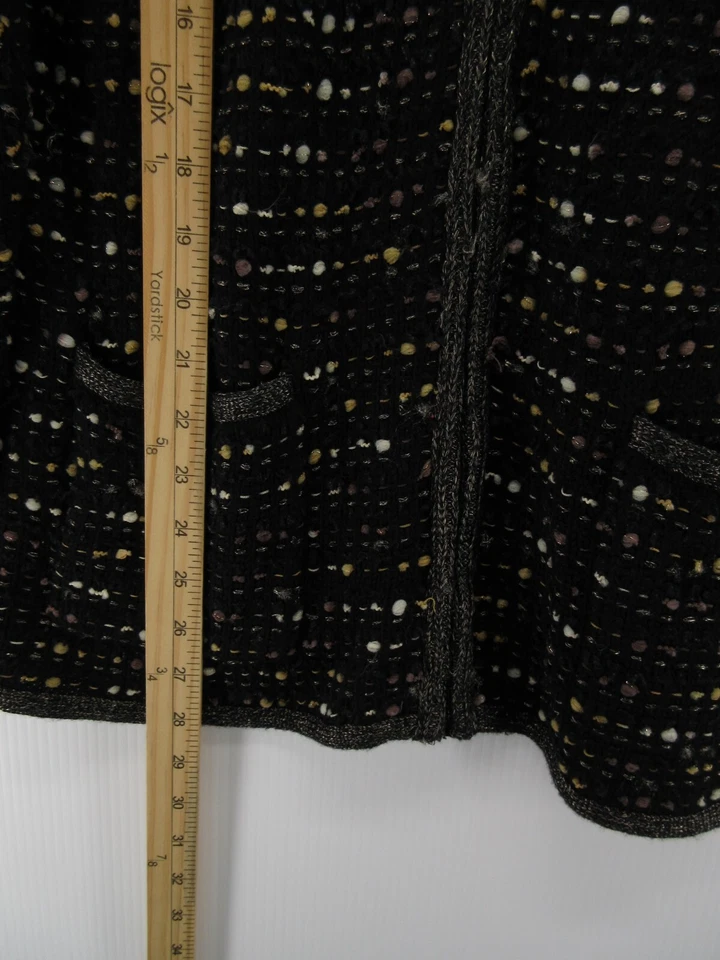 Carole Little Suéter Mujer Grande Negro Lana Cárdigan Bolsillos Cuello Simulado Cremallera Completa Foto 4 de 4